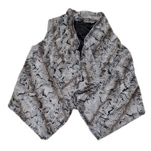 The Limited Black and Gray Faux Fur Vest